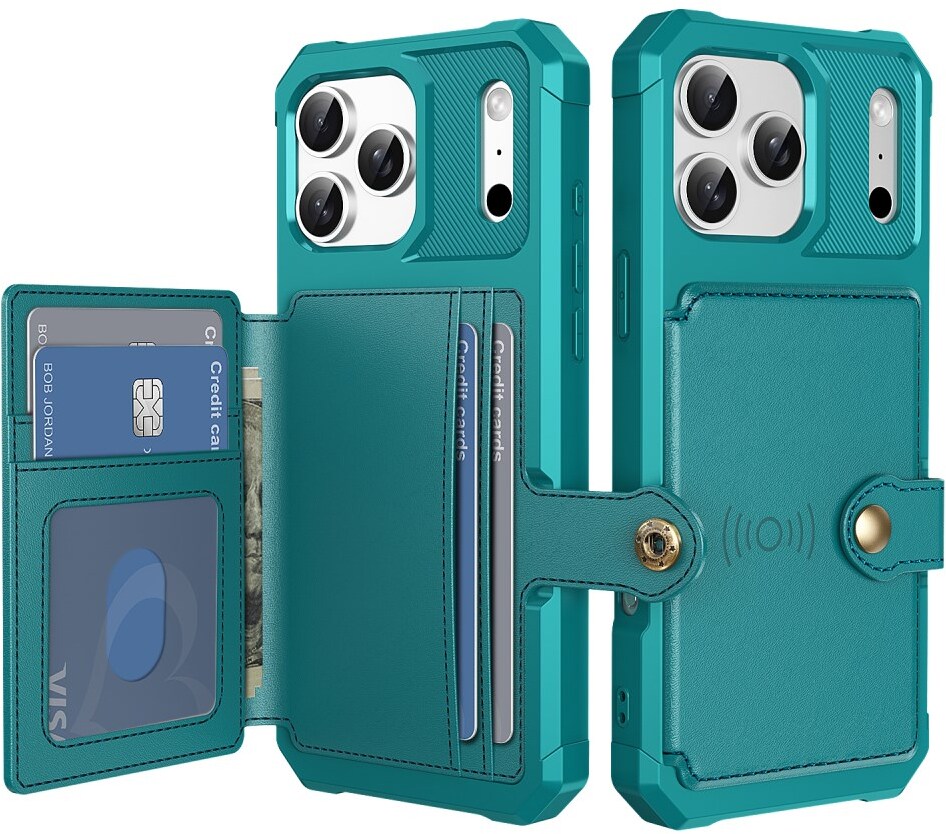 Apple iPhone 17 Pro Hoesje 3-in-1 Pasjes Portemonnee Back Cover Groen afbeelding 2