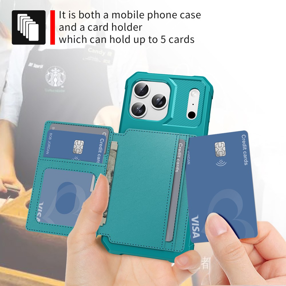 Apple iPhone 17 Pro Hoesje 3-in-1 Pasjes Portemonnee Back Cover Groen afbeelding 6