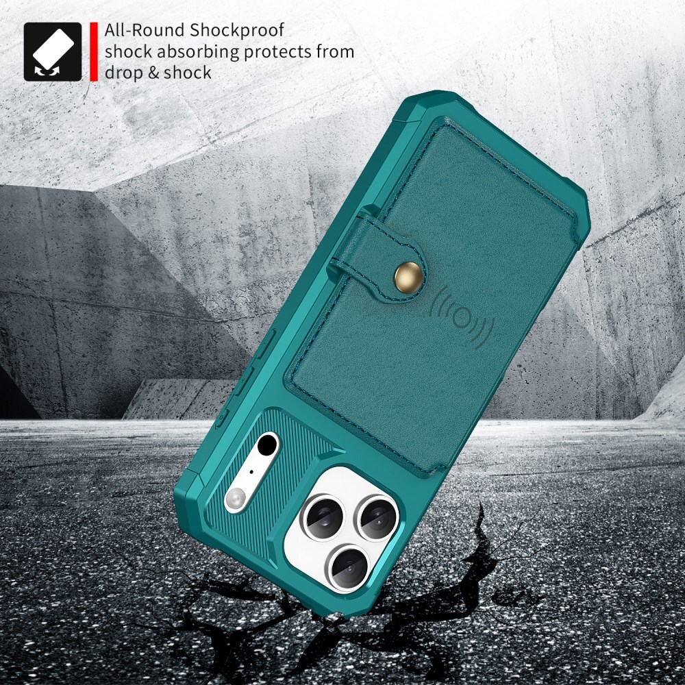 Apple iPhone 17 Pro Hoesje 3-in-1 Pasjes Portemonnee Back Cover Groen afbeelding 5