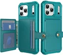 Apple iPhone 17 Pro TPU Back Cover met Kunstleren Wallet Groen