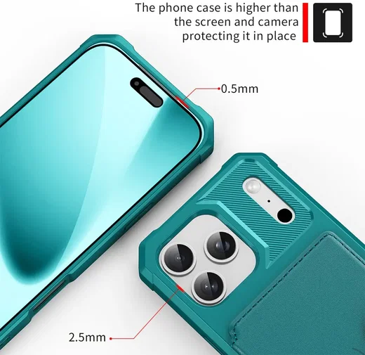 Apple iPhone 17 Pro TPU Back Cover met Kunstleren Wallet Groen afbeelding 7