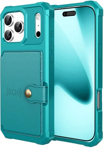 Apple iPhone 17 Pro Max Hoesje 3-in-1 Pasjes Portemonnee Back Cover Groen afbeelding 1
