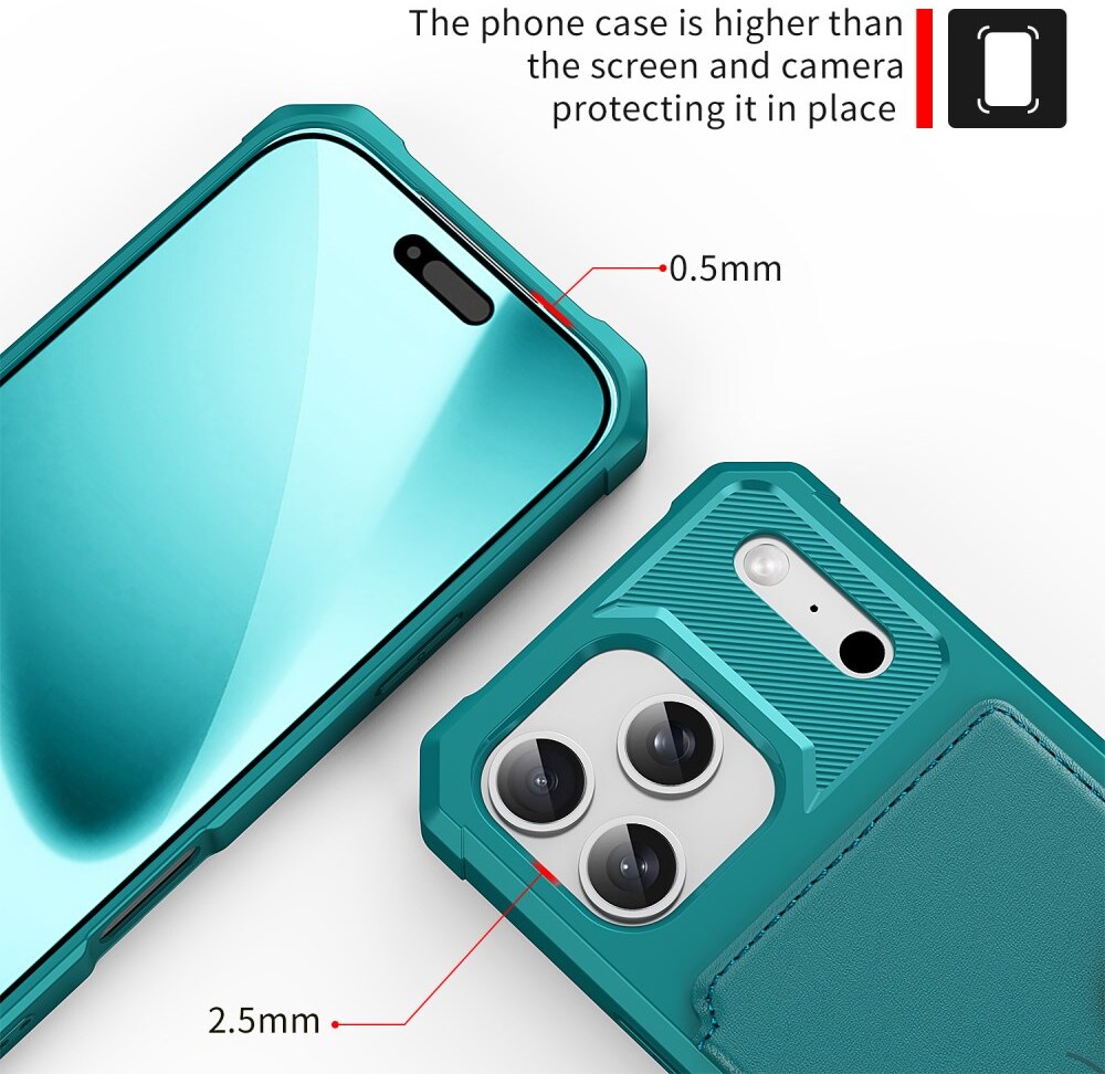 Apple iPhone 17 Pro Max Hoesje 3-in-1 Pasjes Portemonnee Back Cover Groen afbeelding 9
