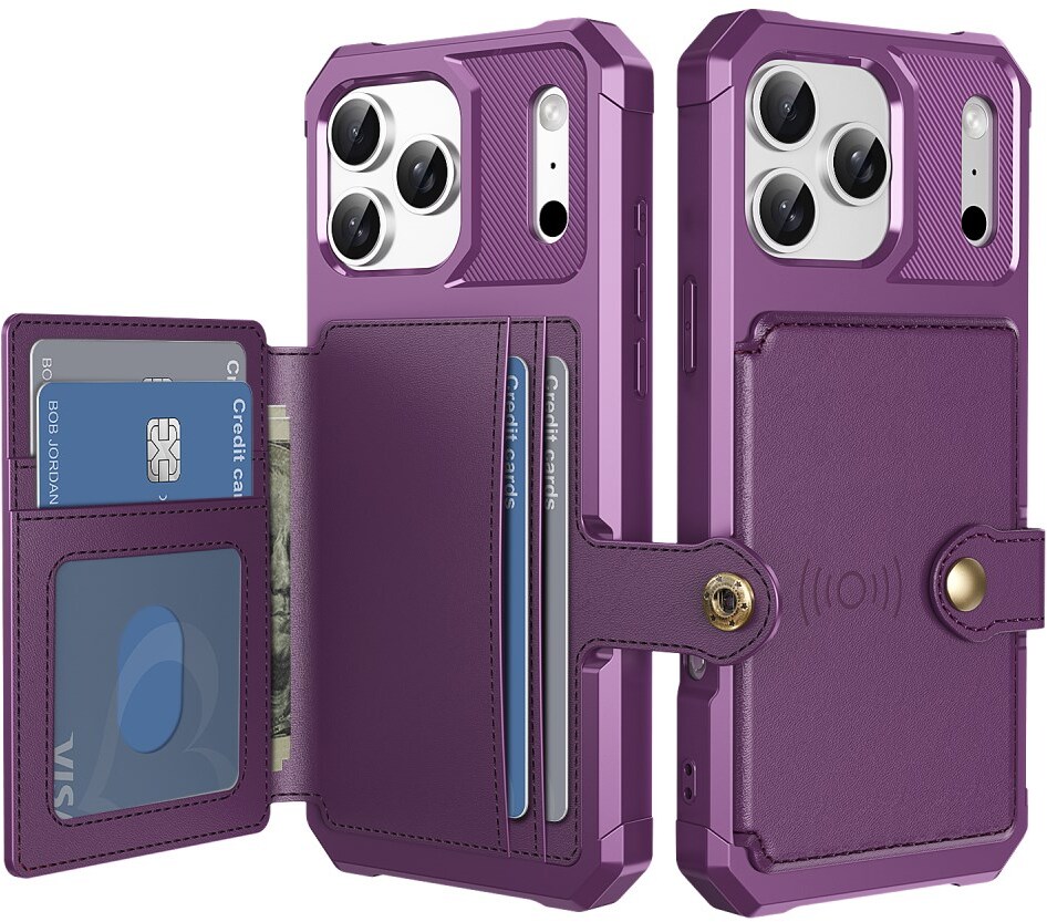 Apple iPhone 17 Pro Max Hoesje 3-in-1 Pasjes Portemonnee Back Cover Paars afbeelding 2