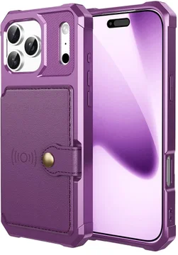 Apple iPhone 17 Pro Max Hoesje 3-in-1 Pasjes Portemonnee Back Cover Paars