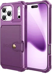 Apple iPhone 17 Pro Max Hoesje 3-in-1 Pasjes Portemonnee Back Cover Paars afbeelding