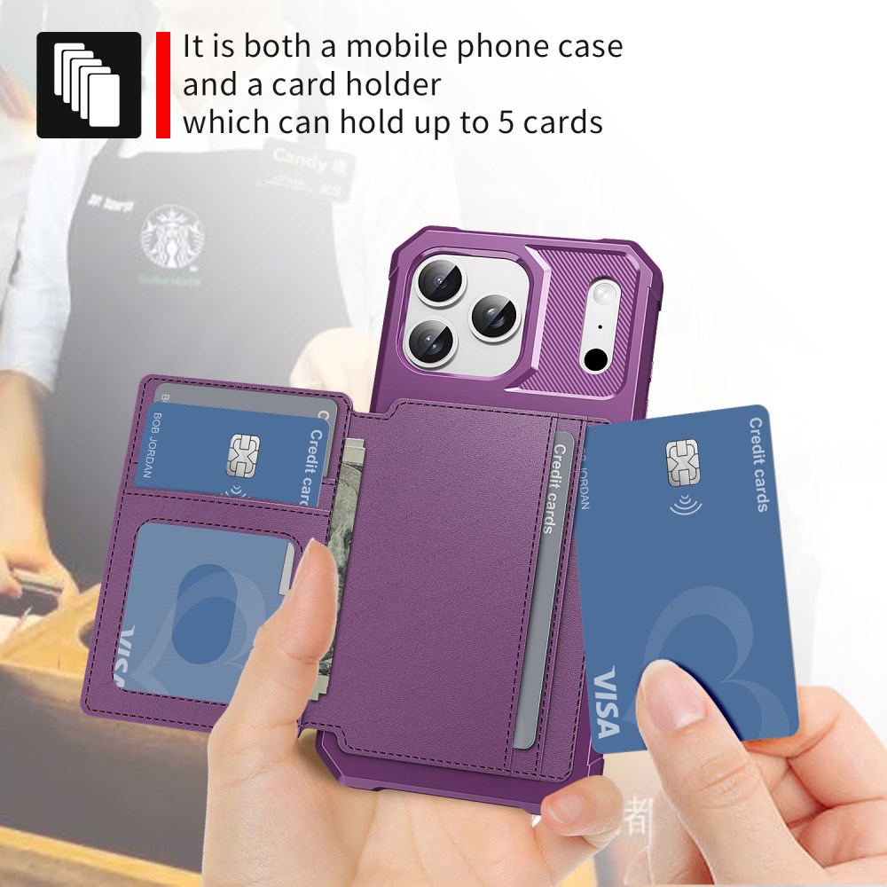Apple iPhone 17 Pro Max Hoesje 3-in-1 Pasjes Portemonnee Back Cover Paars afbeelding 6