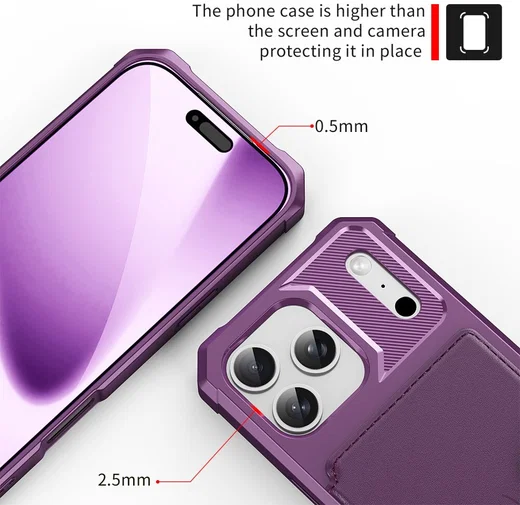Apple iPhone 17 Pro Max Hoesje 3-in-1 Pasjes Portemonnee Back Cover Paars afbeelding 9