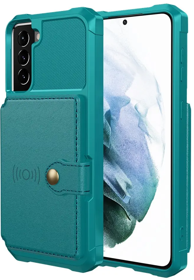 Samsung Galaxy S22 TPU Back Cover met Kunstleren Wallet Groen afbeelding 2