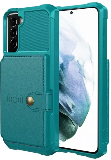 Samsung Galaxy S22 TPU Back Cover met Kunstleren Wallet Groen afbeelding 2