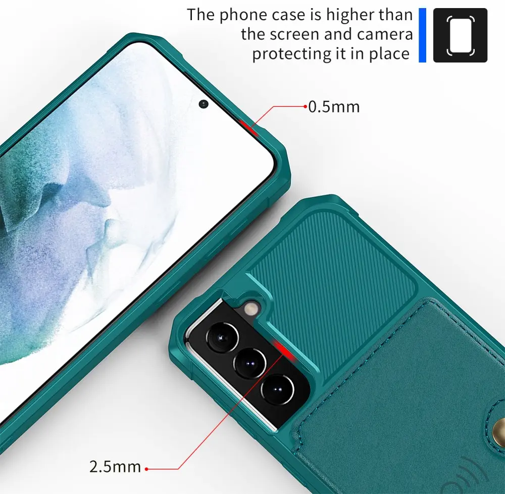 Samsung Galaxy S22 TPU Back Cover met Kunstleren Wallet Groen afbeelding 7