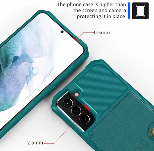 Samsung Galaxy S22 TPU Back Cover met Kunstleren Wallet Groen afbeelding 7