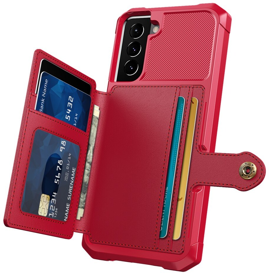 Samsung Galaxy S22 Hoesje 3-in-1 Pasjes Portemonnee Back Cover Rood afbeelding 2