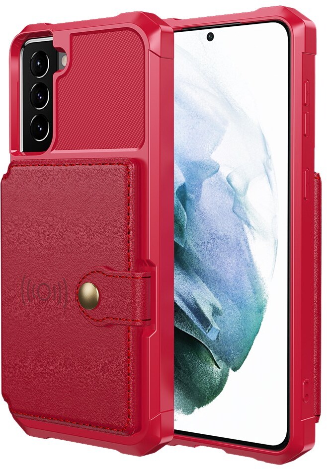 Samsung Galaxy S22 Hoesje 3-in-1 Pasjes Portemonnee Back Cover Rood afbeelding 1