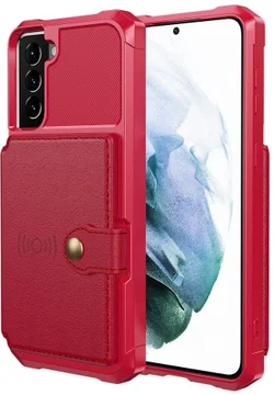 Samsung Galaxy S22 Hoesje 3-in-1 Pasjes Portemonnee Back Cover Rood