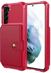 Samsung Galaxy S22 Hoesje 3-in-1 Pasjes Portemonnee Back Cover Rood afbeelding