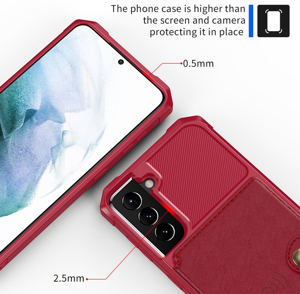 Samsung Galaxy S22 Hoesje 3-in-1 Pasjes Portemonnee Back Cover Rood afbeelding 5