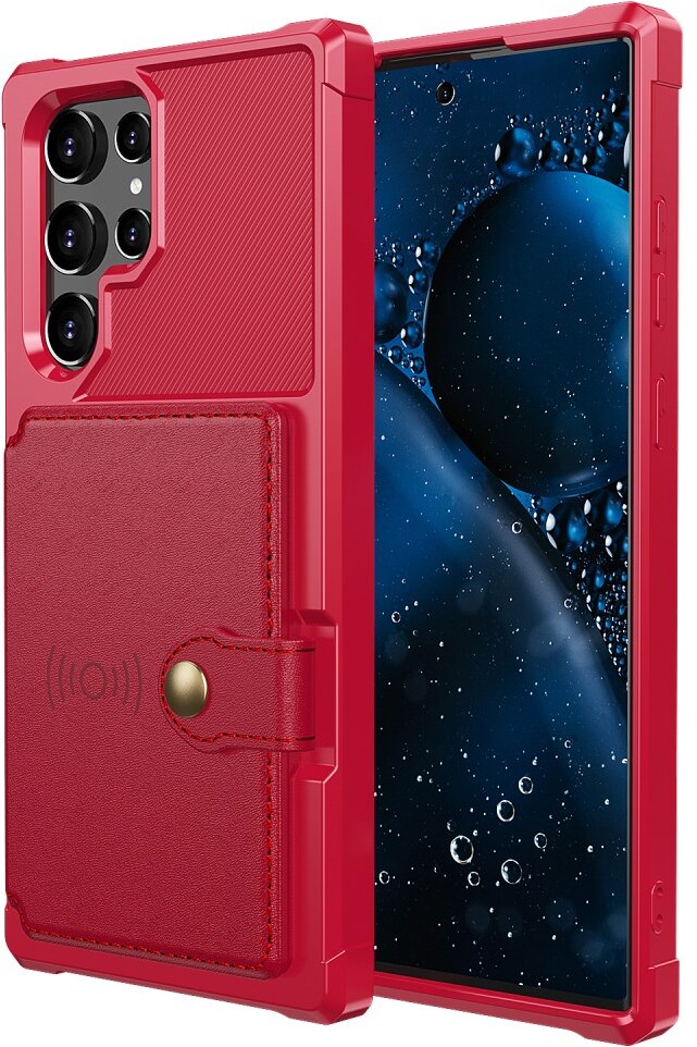 Samsung Galaxy S22 Ultra Hoesje 3-in-1 Pasjes Portemonnee Back Cover Rood afbeelding 1