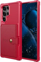 Samsung Galaxy S22 Ultra Hoesje 3-in-1 Pasjes Portemonnee Back Cover Rood afbeelding