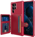Samsung Galaxy S22 Ultra TPU Back Cover met Kunstleren Wallet Rood