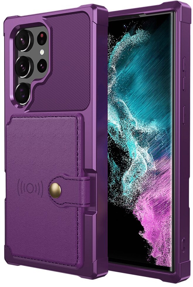 Samsung Galaxy S22 Ultra Hoesje 3-in-1 Pasjes Portemonnee Back Cover Paars afbeelding 2