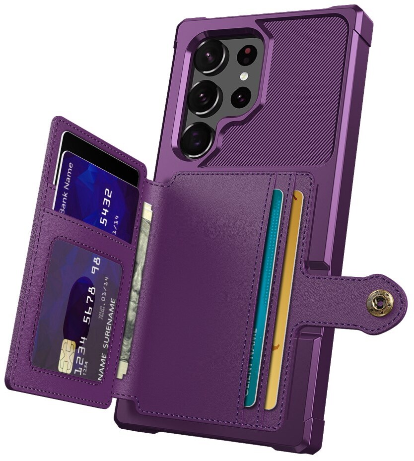 Samsung Galaxy S22 Ultra Hoesje 3-in-1 Pasjes Portemonnee Back Cover Paars afbeelding 3