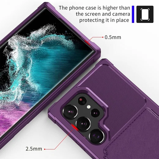 Samsung Galaxy S22 Ultra Hoesje 3-in-1 Pasjes Portemonnee Back Cover Paars afbeelding 5