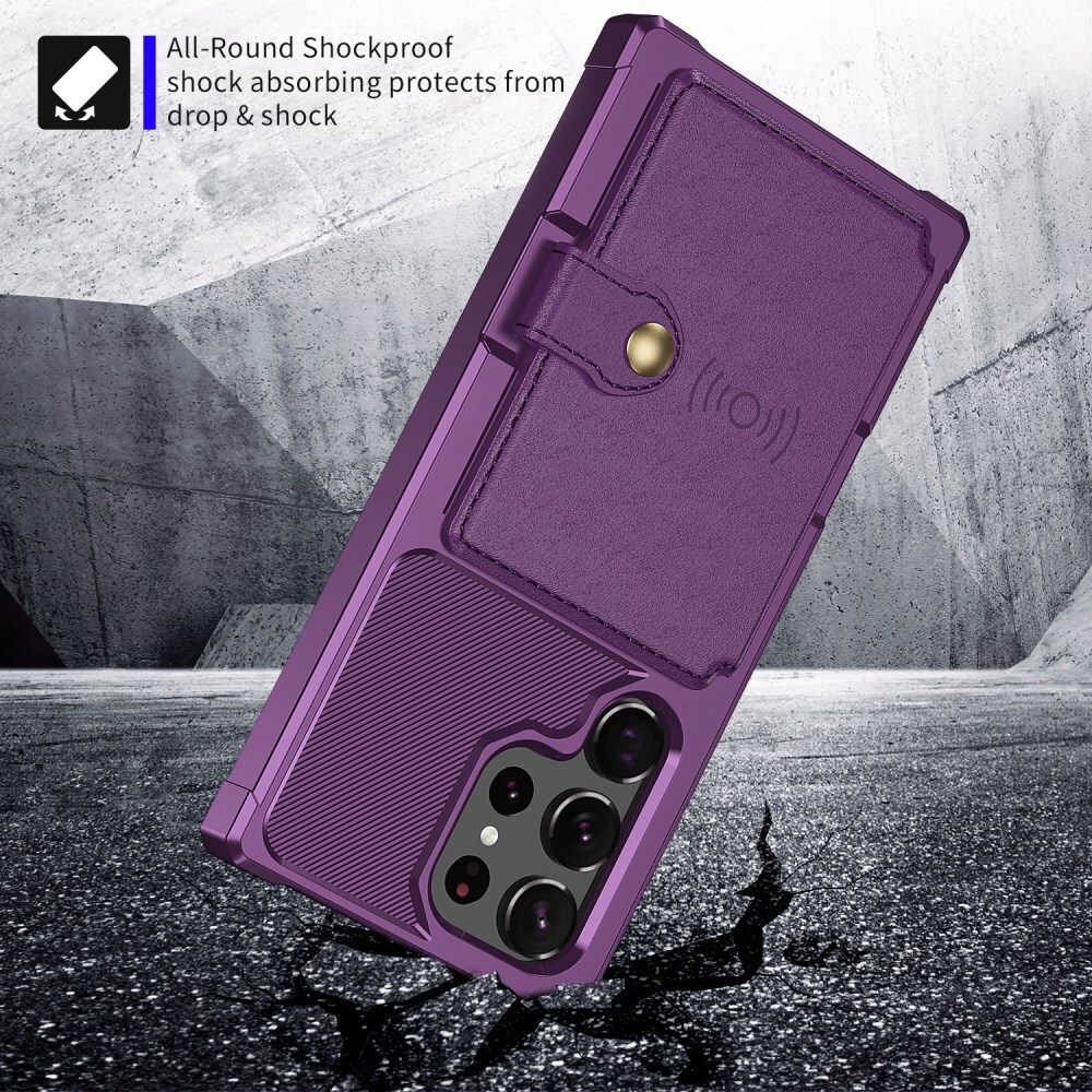 Samsung Galaxy S22 Ultra Hoesje 3-in-1 Pasjes Portemonnee Back Cover Paars afbeelding 4