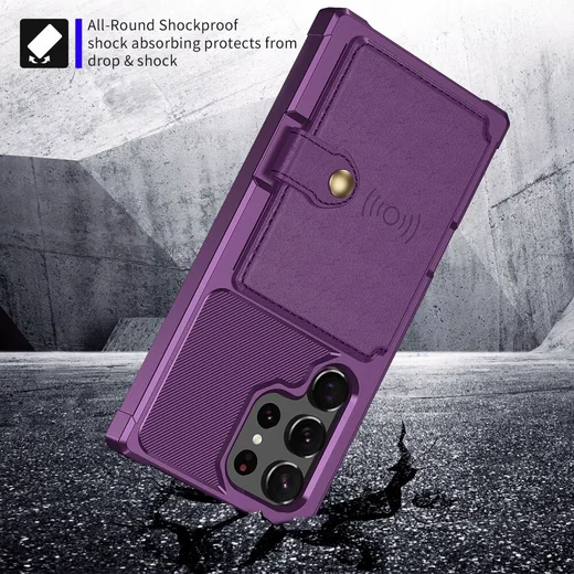 Samsung Galaxy S22 Ultra Hoesje 3-in-1 Pasjes Portemonnee Back Cover Paars afbeelding 4