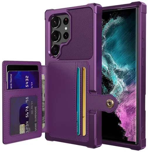 Samsung Galaxy S22 Ultra Hoesje 3-in-1 Pasjes Portemonnee Back Cover Paars afbeelding 1