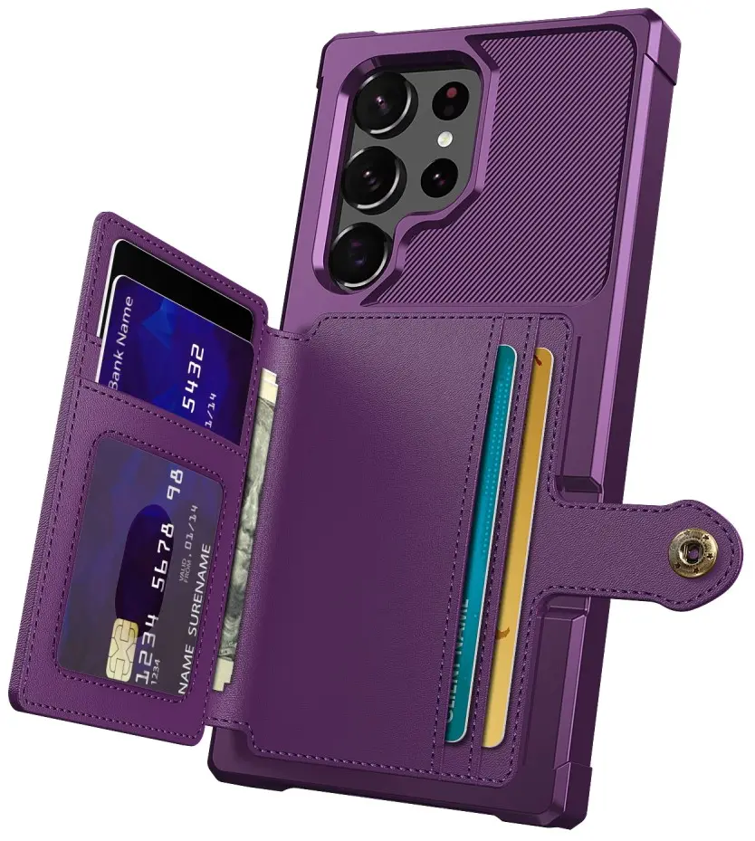 Samsung Galaxy S22 Ultra TPU Back Cover met Kunstleren Wallet Paars afbeelding 7