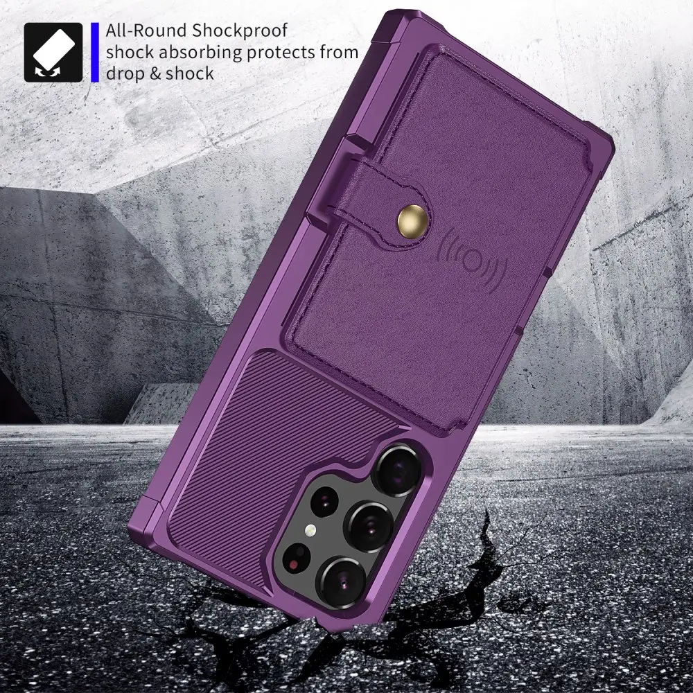 Samsung Galaxy S22 Ultra TPU Back Cover met Kunstleren Wallet Paars afbeelding 4
