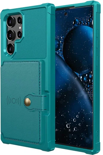 Samsung Galaxy S22 Ultra Hoesje 3-in-1 Pasjes Portemonnee Back Cover Groen afbeelding 1