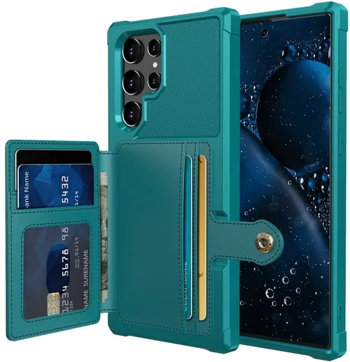 Samsung Galaxy S22 Ultra Hoesje 3-in-1 Pasjes Portemonnee Back Cover Groen afbeelding 2