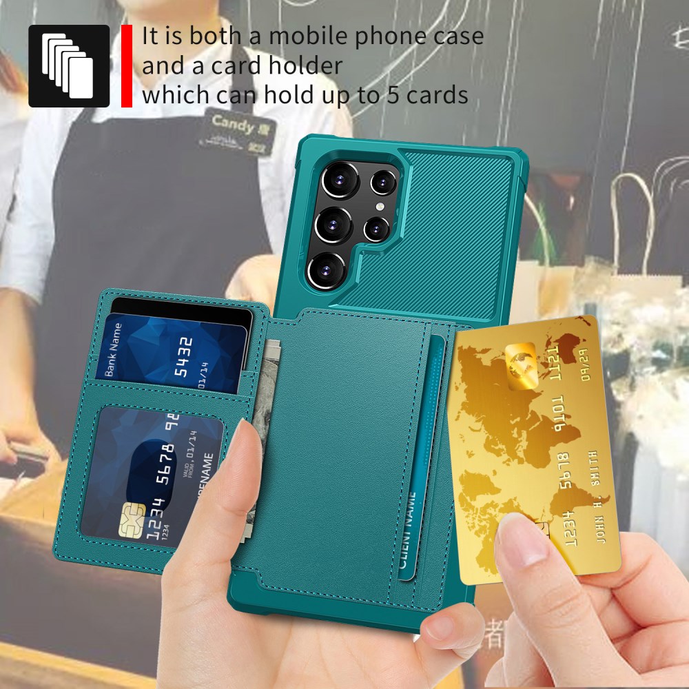 Samsung Galaxy S22 Ultra Hoesje 3-in-1 Pasjes Portemonnee Back Cover Groen afbeelding 4