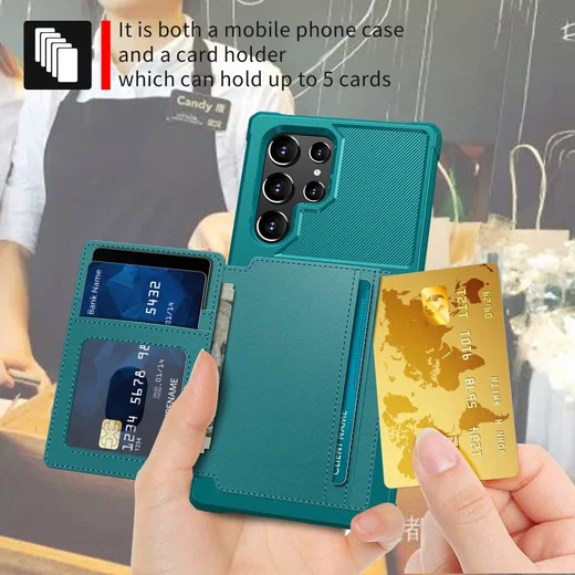 Samsung Galaxy S22 Ultra Hoesje 3-in-1 Pasjes Portemonnee Back Cover Groen afbeelding 4