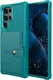Samsung Galaxy S22 Ultra TPU Back Cover met Kunstleren Wallet Groen afbeelding 2
