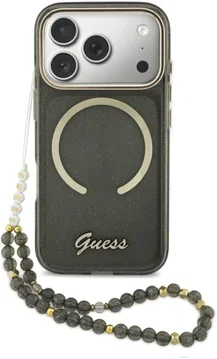 Guess Apple iPhone 17 Pro Hoesje MagSafe met Kralen Koord Zwart