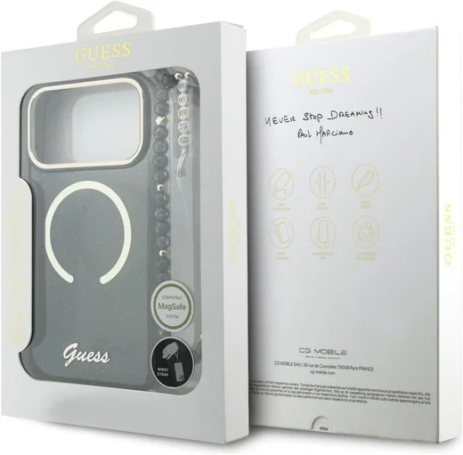 Guess Apple iPhone 17 Pro Max Hoesje MagSafe met Kralen Koord Zwart afbeelding 7