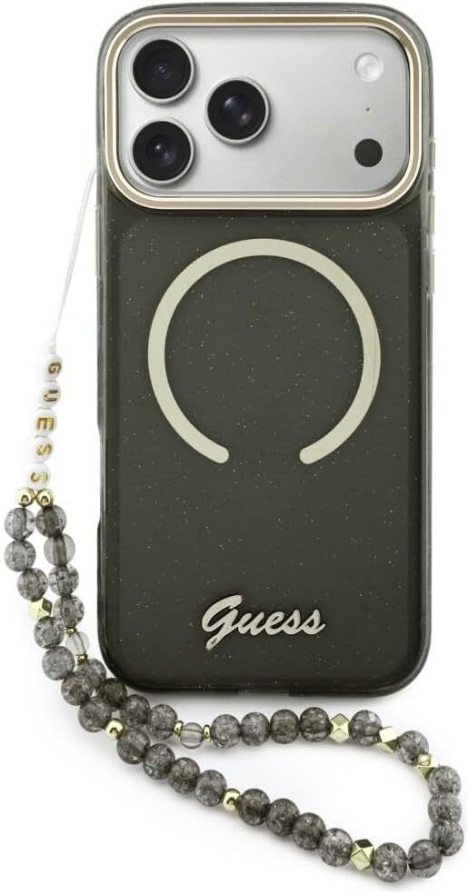 Guess Apple iPhone 17 Pro Max Hoesje MagSafe met Kralen Koord Zwart afbeelding 1