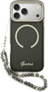 Guess Apple iPhone 17 Pro Max Hoesje MagSafe met Kralen Koord Zwart