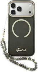 Guess Apple iPhone 17 Pro Max Hoesje MagSafe met Kralen Koord Zwart afbeelding