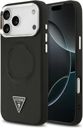 Guess Apple iPhone 17 Pro Hoesje Hard Case 4G Triangle Logo Zwart afbeelding 1