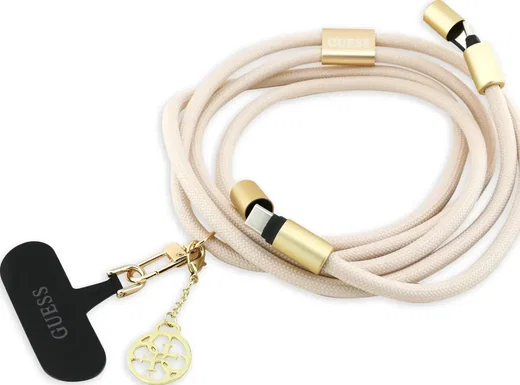 Guess Cords & Straps Telefoonkoord Universeel met Oplaadkabel Goud Beige afbeelding 2