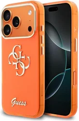 Guess Apple iPhone 17 Pro Hoesje Hard Case 4G Script Logo Oranje afbeelding