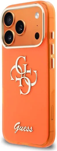 Guess Apple iPhone 17 Pro Hoesje Hard Case 4G Script Logo Oranje afbeelding 2