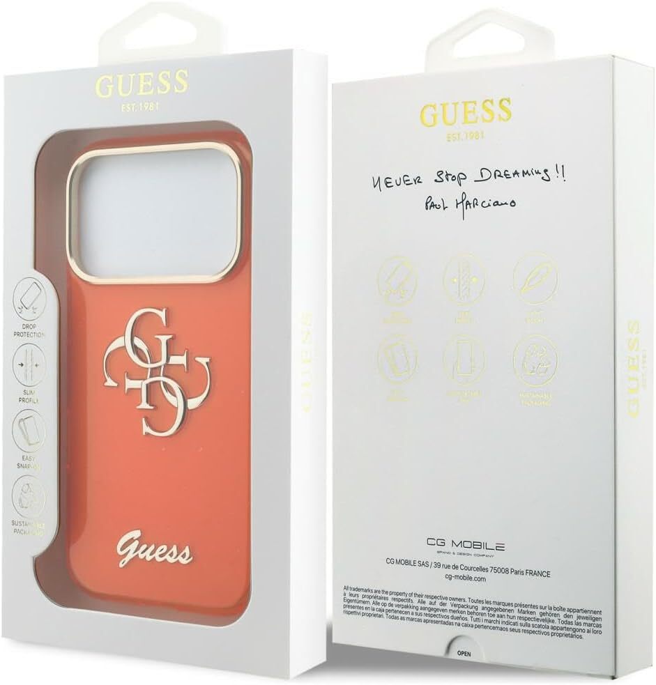 Guess Apple iPhone 17 Pro Hoesje Hard Case 4G Script Logo Oranje afbeelding 8