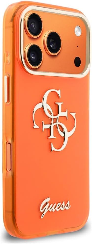 Guess Apple iPhone 17 Pro Hoesje Hard Case 4G Script Logo Oranje afbeelding 4