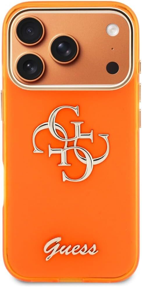 Guess Apple iPhone 17 Pro Max Hoesje Hard Case 4G Script Logo Oranje afbeelding 3