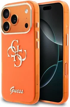 Guess Apple iPhone 17 Pro Max Hoesje Hard Case 4G Script Logo Oranje